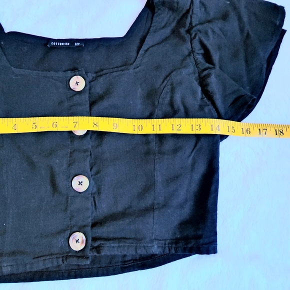 Cotton On black ruffle short sleeves top size S/P - Picture 4 of 5